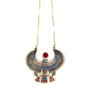 ROBYN RHODES Elegant Gold and Blue Egyptian Necklace